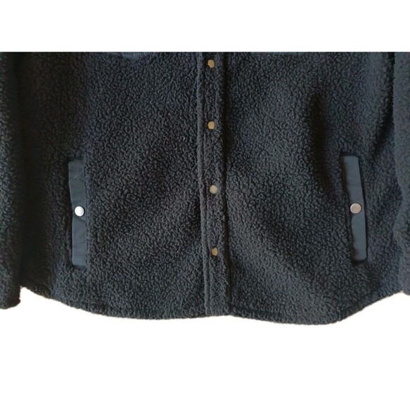 Good Fellow Sherpa Jacket Women's Large Black Snap Button Pockets Long Sleeve - Picture 3 of 8